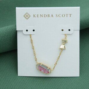 Kendra Scott Elisa Bow Necklace Posey Pink Luna Rosa Bow Gold